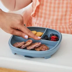 b.box for kids Assiette Compartimentée à Ventouse 2-en-1 - Latte