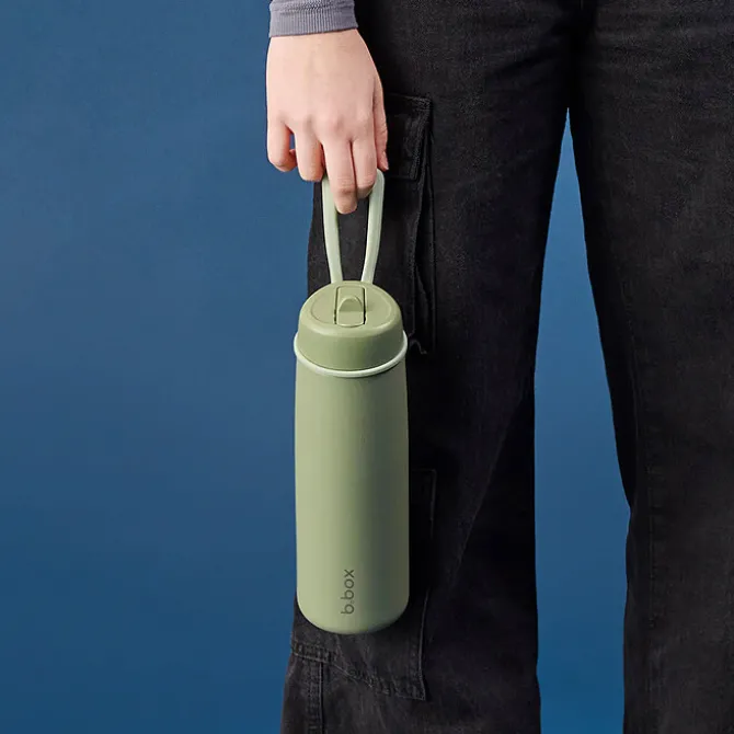 b.box for kids Gourde Isotherme avec Paille Flip Top Olive - 690 ml