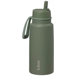 b.box for kids Gourde Isotherme avec Paille Flip Top Olive - 1 l