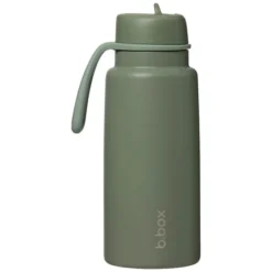 b.box for kids Gourde Isotherme avec Paille Flip Top Olive - 1 l