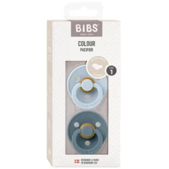 Bibs Lot de 2 Sucettes Anatomiques Colour Baby Blue & Petrol - 0/6 Mois