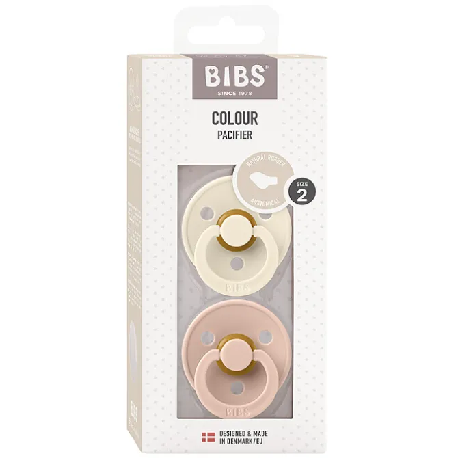 Bibs Lot de 2 Sucettes Anatomiques Colour Ivory & Blush - 6/18 Mois
