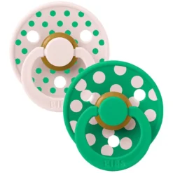 Bibs Lot de 2 Sucettes Rondes Bibs Studio Polka Petal & Cactus - 6/18 Mois