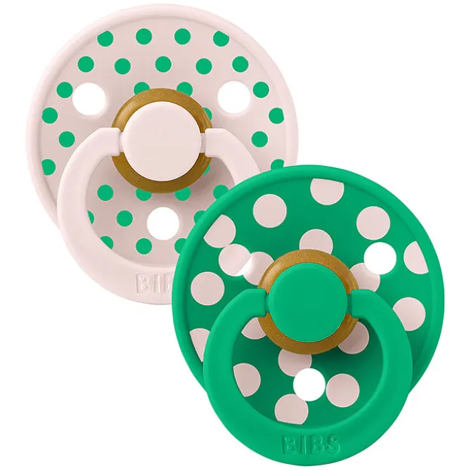 Bibs Lot de 2 Sucettes Rondes Bibs Studio Polka Petal & Cactus - 6/18 Mois