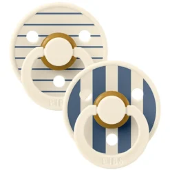Bibs Lot de 2 Sucettes Rondes Bibs Studio Pin Steel Blue - 0/6 Mois