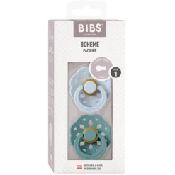 Bibs Lot de 2 Sucettes Rondes Boheme Baby Blue & Island Sea - 0/6 Mois