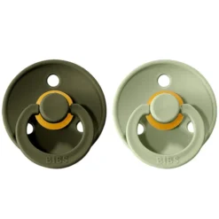 Bibs Lot de 2 Sucettes Rondes Colour Sage & Hunter Green - 6/18 Mois