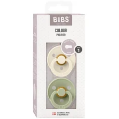 Bibs Lot de 2 Sucettes Rondes Colour Ivory & Sage - 0/6 Mois