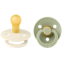 Bibs Lot de 2 Sucettes Rondes Colour Ivory & Sage - 0/6 Mois