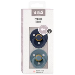 Bibs Lot de 2 Sucettes Rondes Colour Deepspace & Petrol - 0/6 Mois