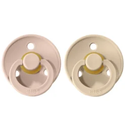 Bibs Lot de 2 Sucettes Rondes Colour Vanilla & Blush - 0/6 Mois