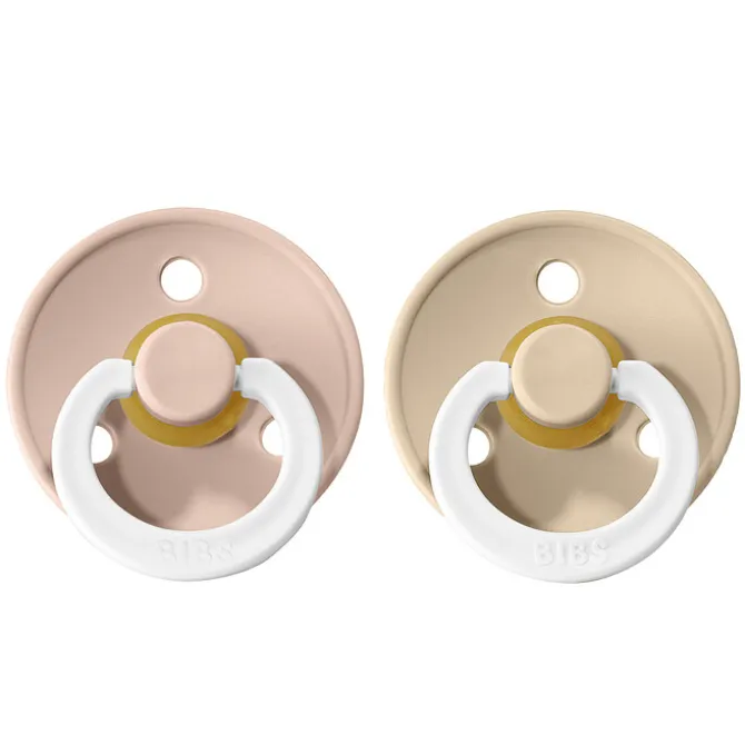 Bibs Lot de 2 Sucettes Rondes Night Colour Blush & Vanilla - 6/18 Mois