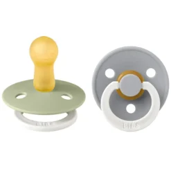 Bibs Lot de 2 Sucettes Rondes Night Colour Sage & Cloud - 6/18 Mois