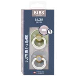 Bibs Lot de 2 Sucettes Rondes Night Colour Sage & Cloud - 6/18 Mois