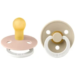 Bibs Lot de 2 Sucettes Rondes Night Colour Blush & Vanilla - 0/6 Mois