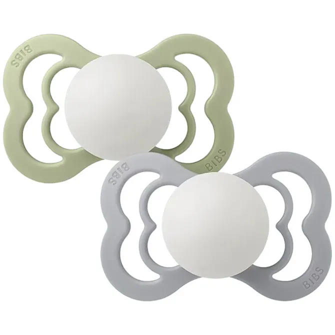 Bibs Lot de 2 Sucettes Symétriques Suprême Glow Sage & Cloud - 0/6 Mois