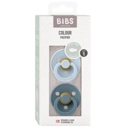 Bibs Lot de 2 Sucettes Symétriques Colour Baby Blue & Petrol - 0/6 Mois
