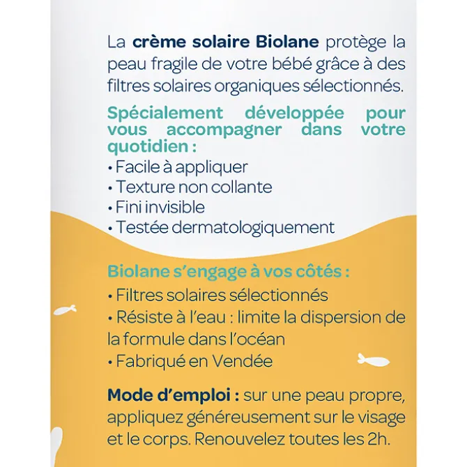 Biolane Crème Solaire SPF50 Format Voyage - 100 ml