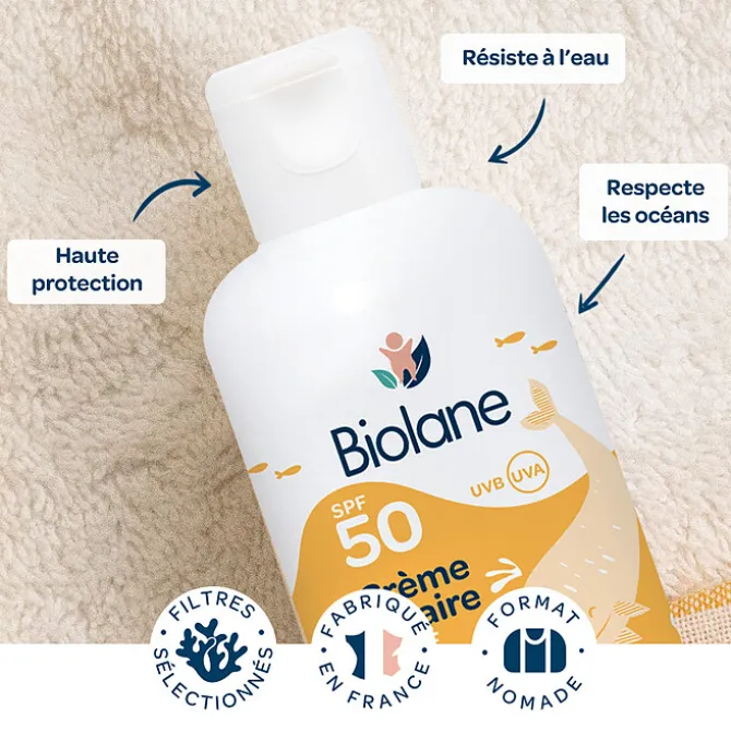 Biolane Crème Solaire SPF50 Format Voyage - 100 ml