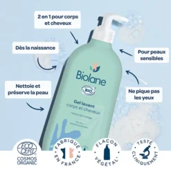 Biolane Gel Lavant Corps et Cheveux Biologique - 500 ml