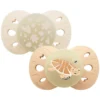 Biolane Lot de 2 Sucettes Anatomiques Nuit Beige Clair et Foncé - 0/6 Mois