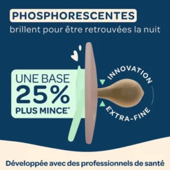 Biolane Lot de 2 Sucettes Rondes Nuit Rose et Beige - 6 Mois +