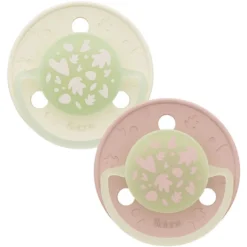 Biolane Lot de 2 Sucettes Rondes Nuit Rose et Beige - 6 Mois +