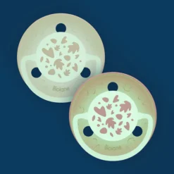 Biolane Lot de 2 Sucettes Rondes Nuit Rose et Beige - 6 Mois +