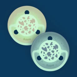 Biolane Lot de 2 Sucettes Rondes Nuit Bleu et Beige - 6 Mois +