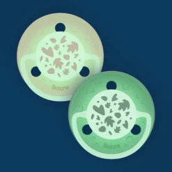 Biolane Lot de 2 Sucettes Rondes Nuit Vert et Beige - 6 Mois +