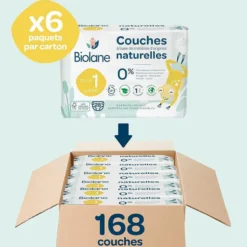 Biolane Pack 1 Mois de 168 Couches Ecologiques - T1