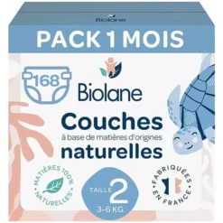 Biolane Pack 1 Mois de 168 Couches Ecologiques - T2
