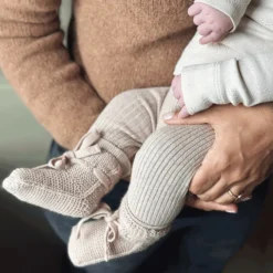 Bonjour Little Chaussons en Laine Mérinos Noisette - 0/3 Mois