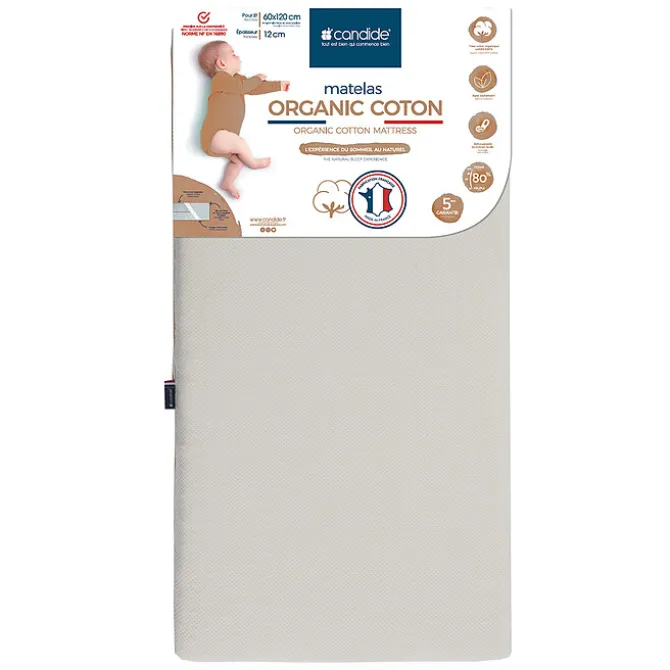 Candide Matelas Organic Coton - 60 x 120 cm