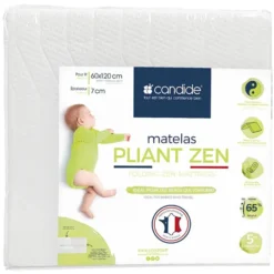 Candide Matelas Pliant Zen - 60 x 120 cm - Oeko-Tex