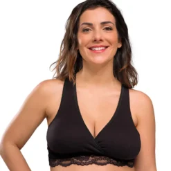carriwell Brassière Cache-coeur de Grossesse et d'Allaitement Noir - L