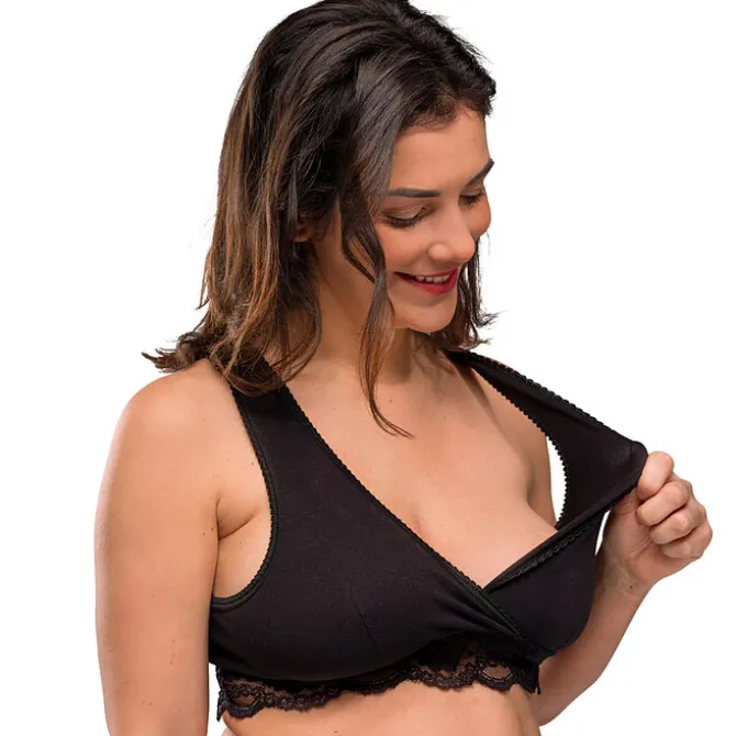 carriwell Brassière Cache-coeur de Grossesse et d'Allaitement Noir - L