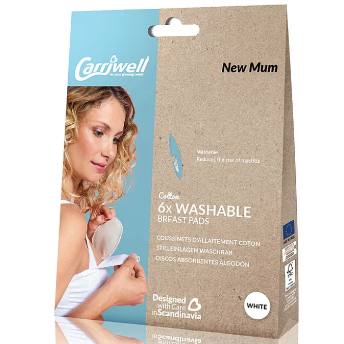 carriwell Lot de 6 Coussins d'Allaitement en Coton Bio Blanc - Taille Unique