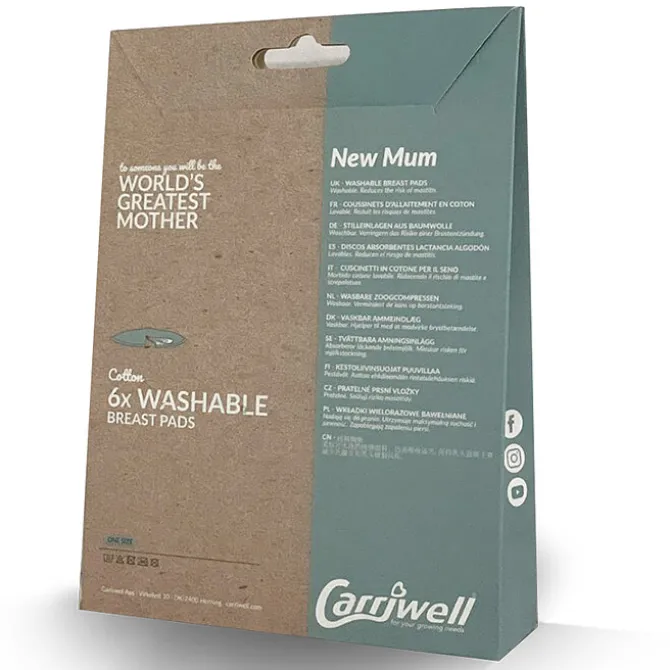 carriwell Lot de 6 Coussins d'Allaitement en Coton Bio Noir - Taille Unique