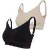 carriwell Lot de 2 Soutien-gorges de Grossesse et d'Allaitement Sans Coutures Noir et Chair - S/M