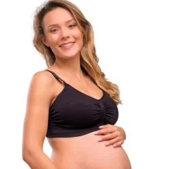 carriwell Soutien-gorge de Grossesse et d'Allaitement Rembourré Sans Coutures Noir - L