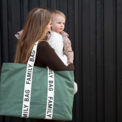 Childhome Family Bag Signature Canvas - Vert
