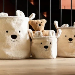 Childhome Lot de 3 Paniers - Teddy Ecru