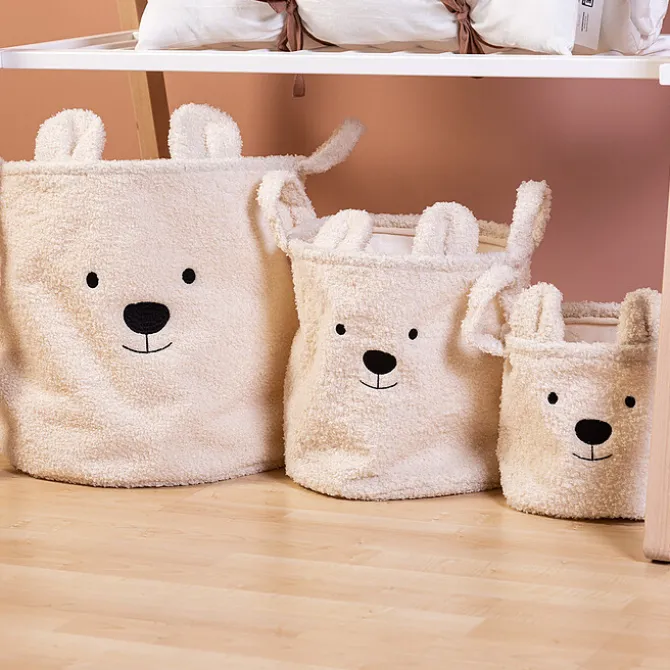 Childhome Lot de 3 Paniers - Teddy Ecru