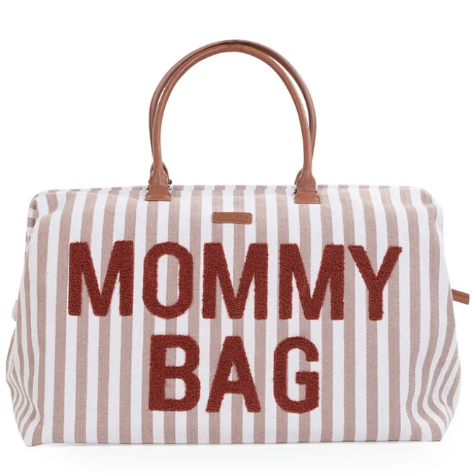 Childhome Mommy Bag Large - Rayures Nude Terracotta