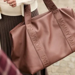 Childhome Mommy Bag Large Signature Similicuir - Marron Foncé