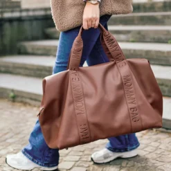 Childhome Mommy Bag Large Signature Similicuir - Marron Foncé