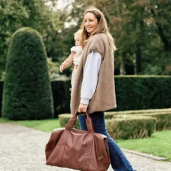 Childhome Mommy Bag Large Signature Similicuir - Marron Foncé