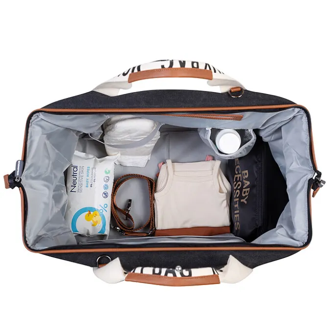 Childhome Mommy Bag Large Signature Canvas - Noir