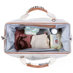 Childhome Mommy Bag Large Signature Canvas - Ecru